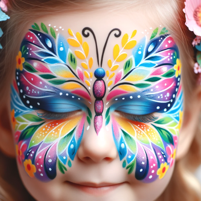 DALL·E 2024-01-13 18.49.01 - A whimsical and colorful butterfly face paint design suitable for children's parties or spring festivals